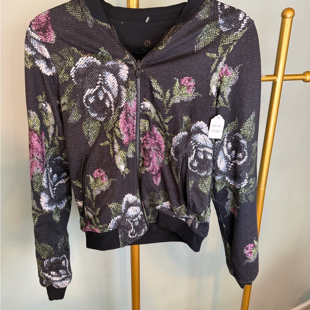 Lululemon reversible Floral Black Bomber Jacket coat